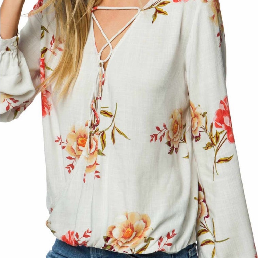 NWOT Floral Wrap Blouse
